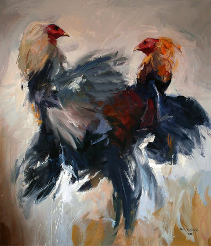 Clash of Roosters by Qais Al-Sindy