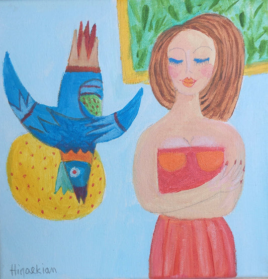 Girl with Blue Bird by Peggy Hinaekian