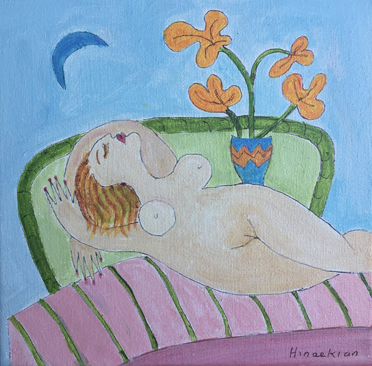 Nude on Pink Sofa by Peggy Hinaekian